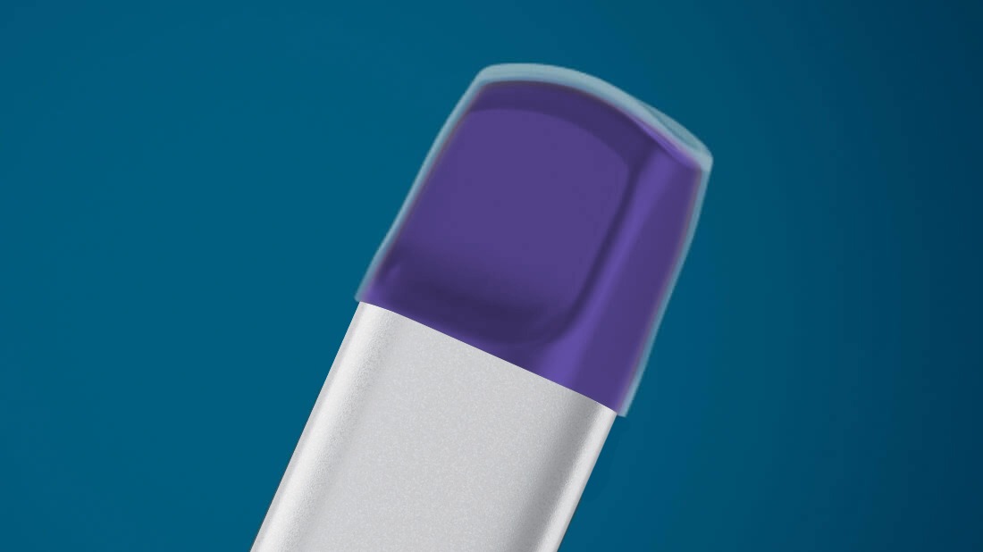 Close up of the VEEV NOW disposable vape mouthpiece with translucent cap