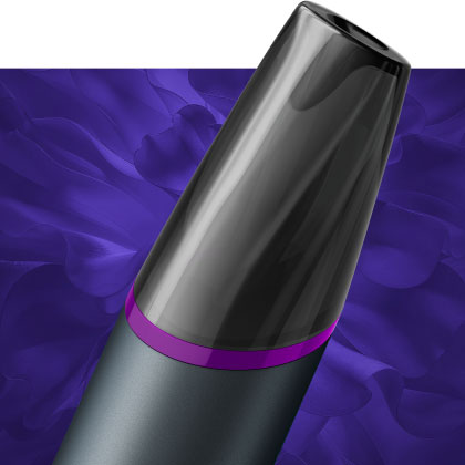 VEEV NOW ULTRA Blue Raspberry disposable vaping device close up with purple ring around the mouthpiece