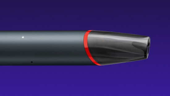 Strawberry VEEV NOW ULTRA disposable vaping device horizontally and facing forwards